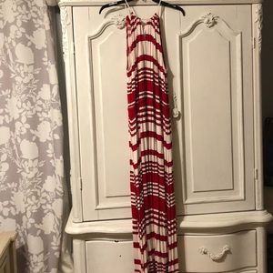Red and white stripped maxi dress XL